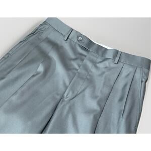 NWT Samuelsohn 100% Wool Super 110's Dark Green Dress Pants Pleated Size 33